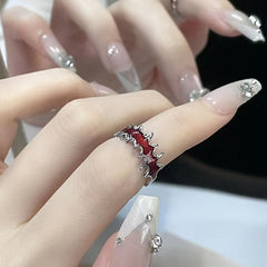 Red Flame Gothic Punk Women's Ring Y2K Adjustable Halloween Gift