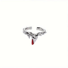 Red Flame Gothic Punk Women's Ring Y2K Adjustable Halloween Gift