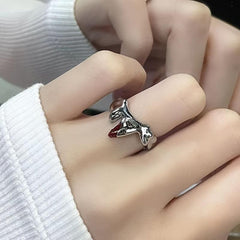 Red Flame Gothic Punk Women's Ring Y2K Adjustable Halloween Gift