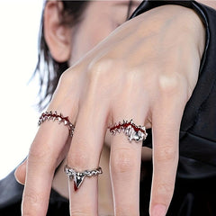 Red Flame Gothic Punk Women's Ring Y2K Adjustable Halloween Gift