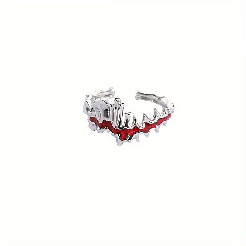 Red Flame Gothic Punk Women's Ring Y2K Adjustable Halloween Gift