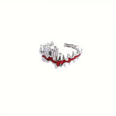 Red Flame Gothic Punk Women's Ring Y2K Adjustable Halloween Gift