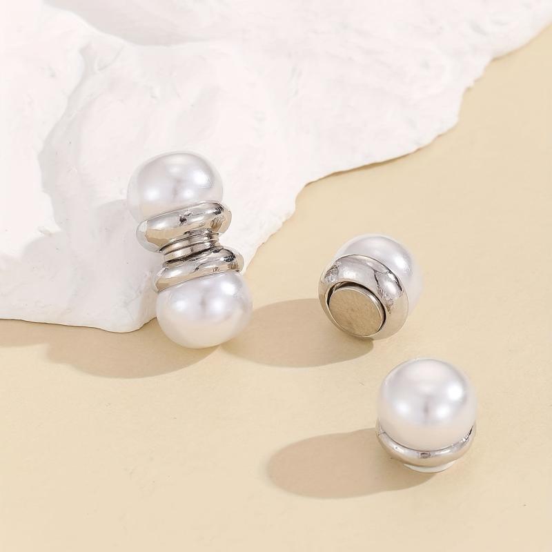 Plated K Pearl Magnet Ear Clips