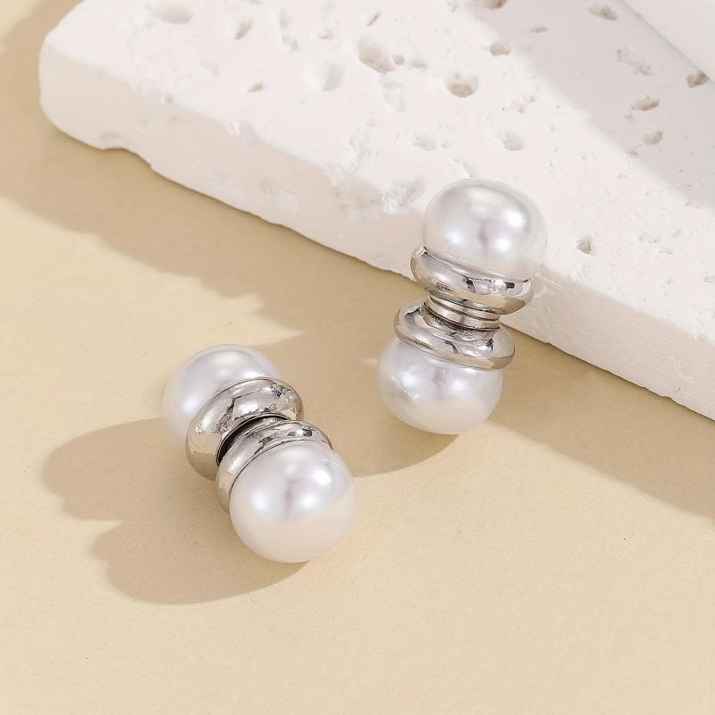 Plated K Pearl Magnet Ear Clips