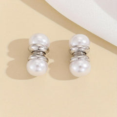Plated K Pearl Magnet Ear Clips