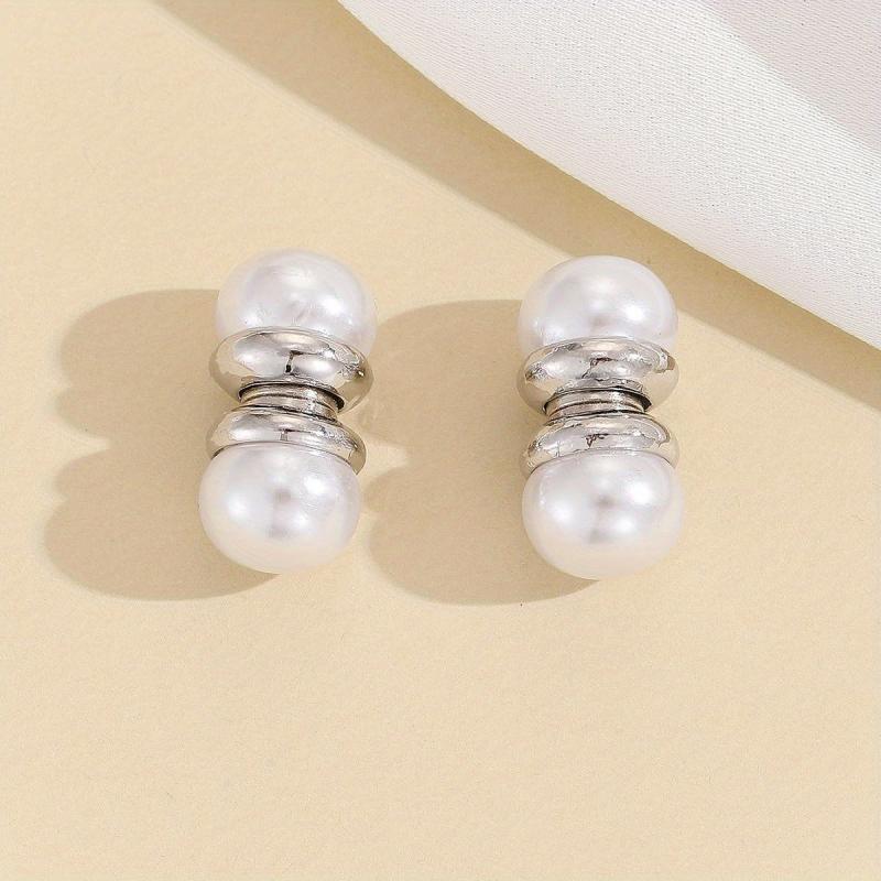 Plated K Pearl Magnet Ear Clips