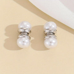 Plated K Pearl Magnet Ear Clips
