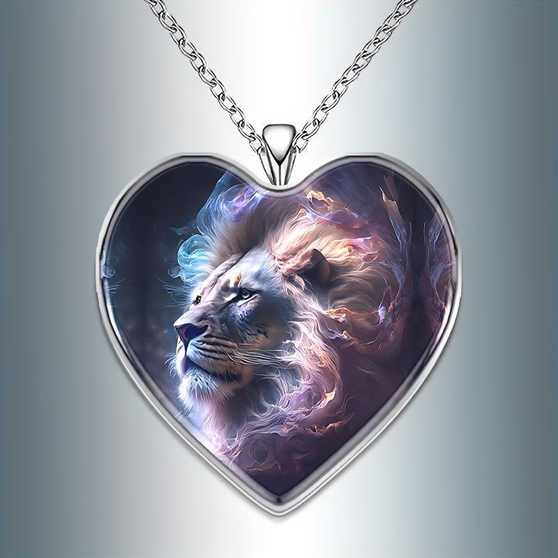 Heart Shaped Lion Necklace for Men and Women Christmas Holiday Gift