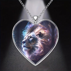 Heart Shaped Lion Necklace for Men and Women Christmas Holiday Gift