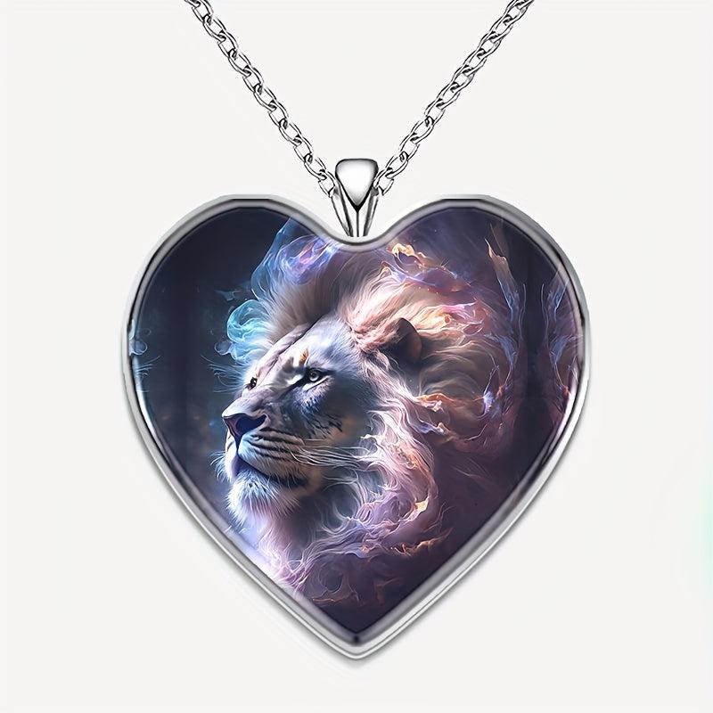 Heart Shaped Lion Necklace for Men and Women Christmas Holiday Gift
