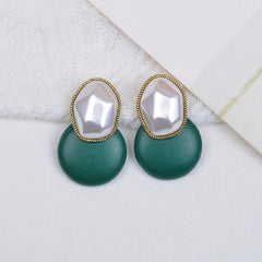 Hot blocked Earrings Ladies Jewelry Faux Leather Ear Studs