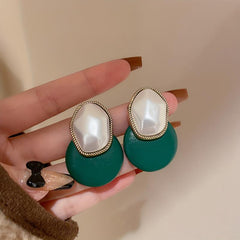 Hot blocked Earrings Ladies Jewelry Faux Leather Ear Studs
