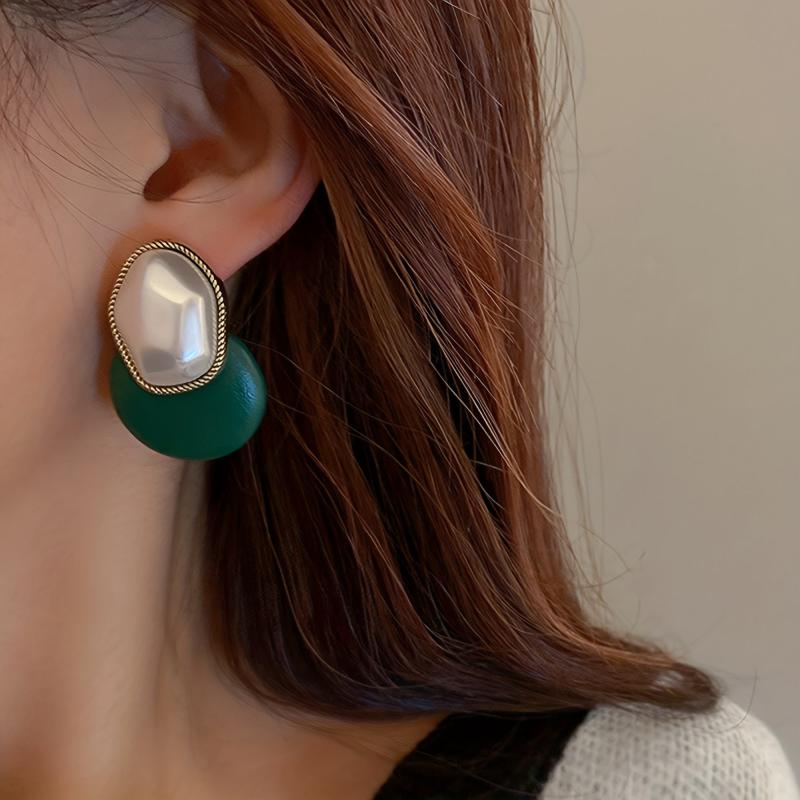 Hot blocked Earrings Ladies Jewelry Faux Leather Ear Studs