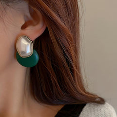 Hot blocked Earrings Ladies Jewelry Faux Leather Ear Studs