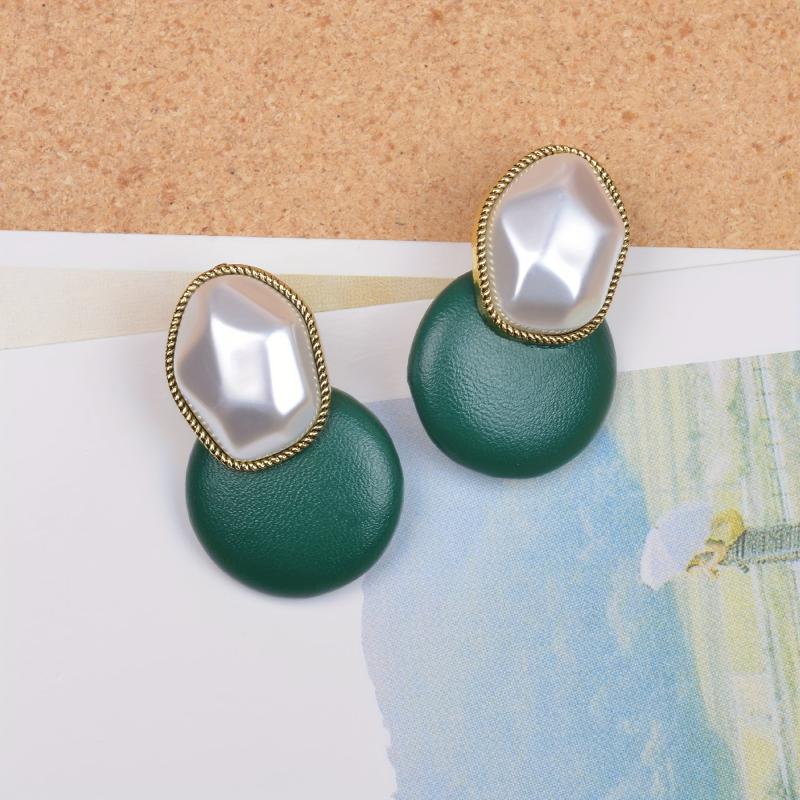 Hot blocked Earrings Ladies Jewelry Faux Leather Ear Studs
