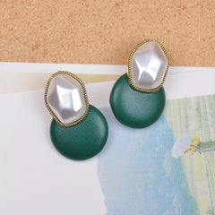 Hot blocked Earrings Ladies Jewelry Faux Leather Ear Studs