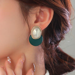 Hot blocked Earrings Ladies Jewelry Faux Leather Ear Studs