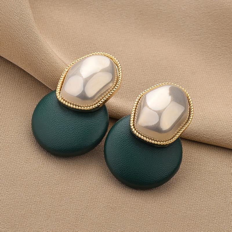 Hot blocked Earrings Ladies Jewelry Faux Leather Ear Studs