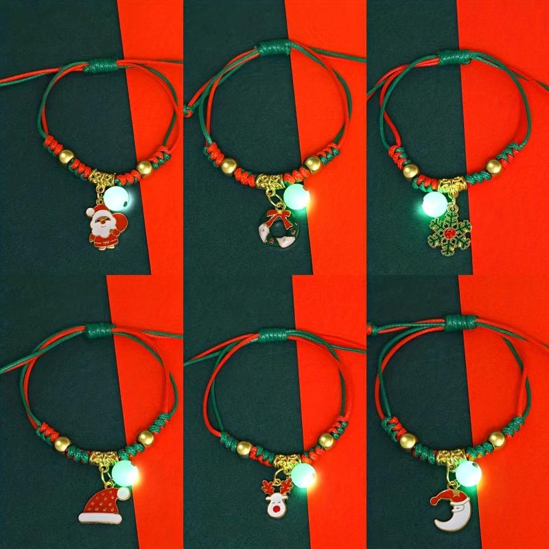 Luminous Christmas Bracelet Santa Claus Snowflake Couple Jewelry