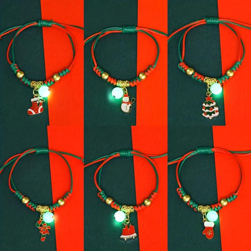Luminous Christmas Bracelet Santa Claus Snowflake Couple Jewelry