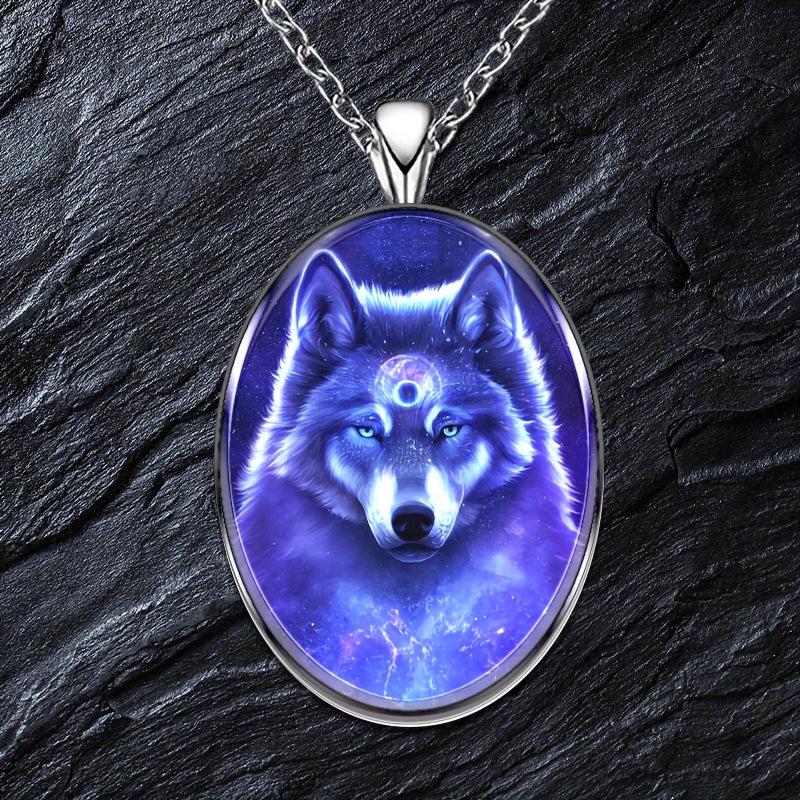 Retro Wolf Round Pendant Necklace Hip Hop Animal Necklace Men Women Anniversary