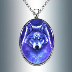 Retro Wolf Round Pendant Necklace Hip Hop Animal Necklace Men Women Anniversary