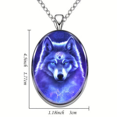 Retro Wolf Round Pendant Necklace Hip Hop Animal Necklace Men Women Anniversary