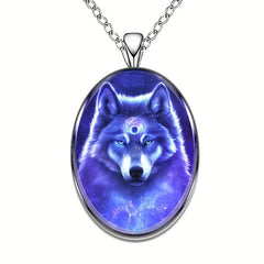 Retro Wolf Round Pendant Necklace Hip Hop Animal Necklace Men Women Anniversary