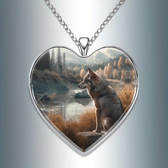 Wolf Mountain Heart Necklace for Men and Women Anniversary Gift