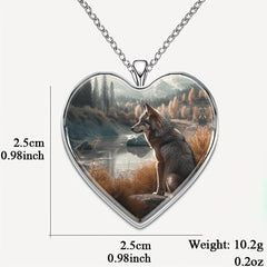 Wolf Mountain Heart Necklace for Men and Women Anniversary Gift