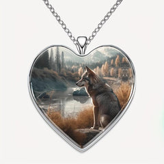 Wolf Mountain Heart Necklace for Men and Women Anniversary Gift