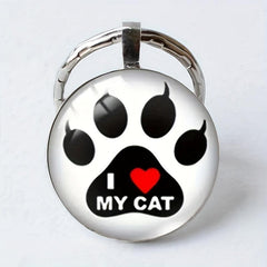 Animal Paw Print Keychain Glass Pendant Keyring Men Women Gift