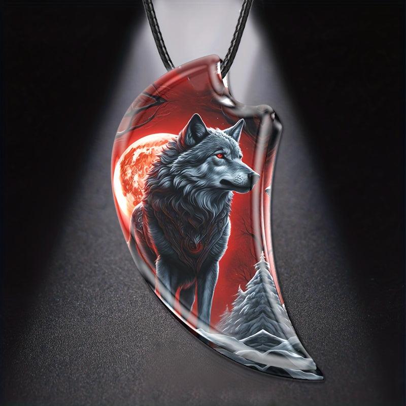 Creative Wolf Necklace Resin Pendant Animal Gothic Vintage Necklace