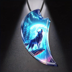 Retro Animal Wolf Resin Pendant Necklace Party Jewelry Gift