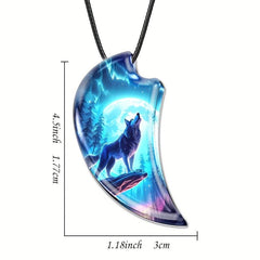 Retro Animal Wolf Resin Pendant Necklace Party Jewelry Gift