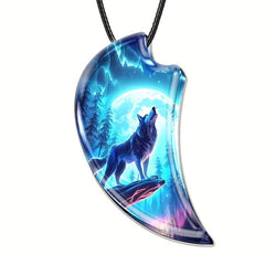 Retro Animal Wolf Resin Pendant Necklace Party Jewelry Gift