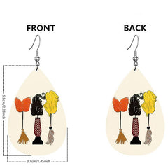 Halloween Faux Leather Teardrop Earrings Lightweight For Women Girls