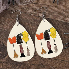 Halloween Faux Leather Teardrop Earrings Lightweight For Women Girls