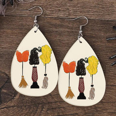 Halloween Faux Leather Teardrop Earrings Lightweight For Women Girls