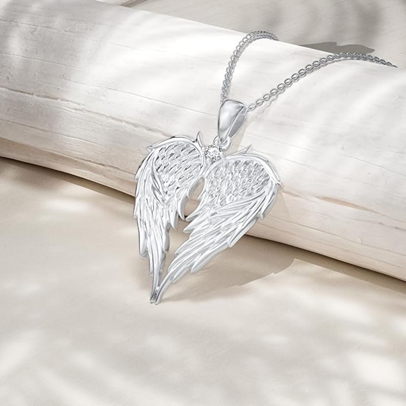 Angel Wing Heart Pendant Necklace Holiday Gift Women Jewelry