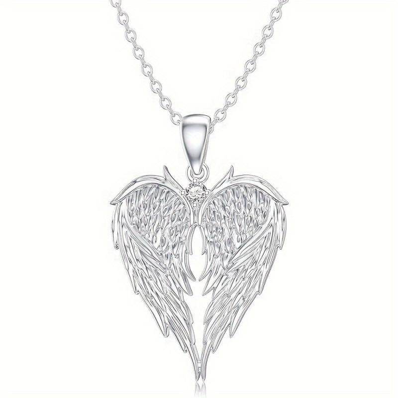 Angel Wing Heart Pendant Necklace Holiday Gift Women Jewelry