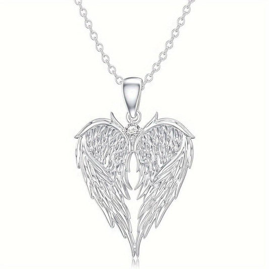 Angel Wing Heart Pendant Necklace Holiday Gift Women Jewelry