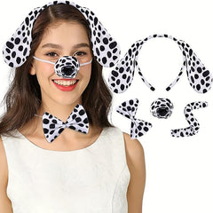Dog Ears Headband Dalmatians Nose Christmas Halloween Cosplay Party