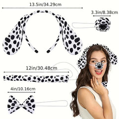 Dog Ears Headband Dalmatians Nose Christmas Halloween Cosplay Party