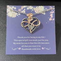 Heart Rose Necklace Valentines Mother's Butterfly Jewelry