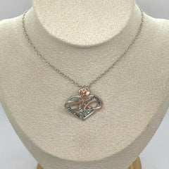 Heart Rose Necklace Valentines Mother's Butterfly Jewelry