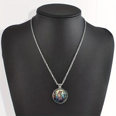 Round Cat Crystal Beads Pendant Necklace For Men And Women