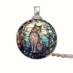 Round Cat Crystal Beads Pendant Necklace For Men And Women