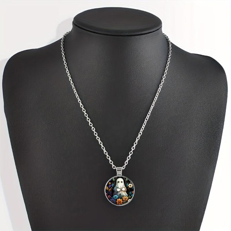 Ghost Crystal Bead Pendant Necklace for Men and Women Gift