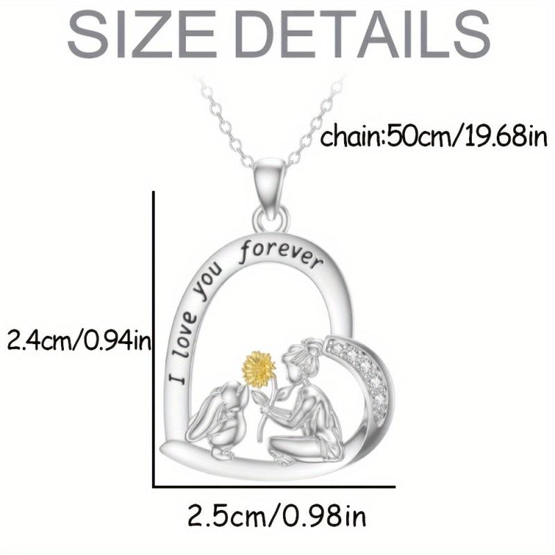 Bunny And Girl Necklace Animal Pendant Jewelry For Women Girls